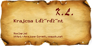 Krajcsa Lóránt névjegykártya